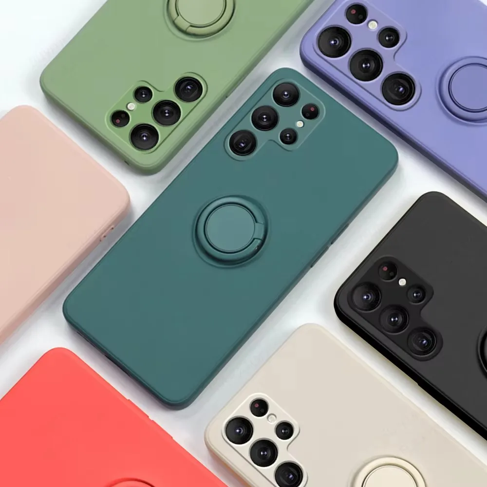 Funda de teléfono con soporte de anillo de silicona líquida de lujo para Huawei Mate 20 30 40 50 60 70 Pro 60Pro Plus protege la contraportada suave