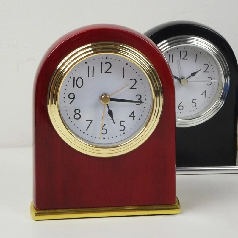 Solid wood alarm clock, piano paint, silent bedside clock with night light function, upright style, customizable