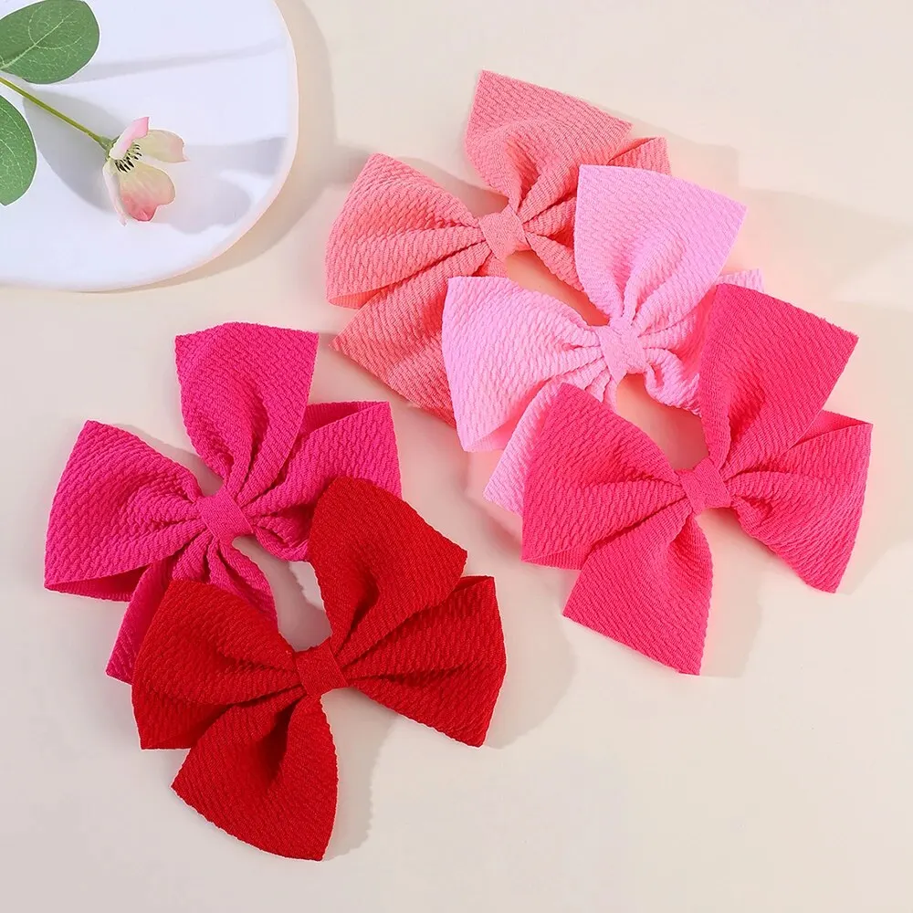 5pcs Classic Solid Color Hair Bow Ribbon Clips Hair Clips for Girls Large Bow Hairpin Hair Accessories Set Butterfly Hair Clip