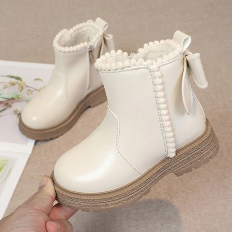 Girl's Winter Snow Boots 2026 New Style Fleece Lined Cotton Short Boots for Kids Autumn Winter Outdoor Waterproof​