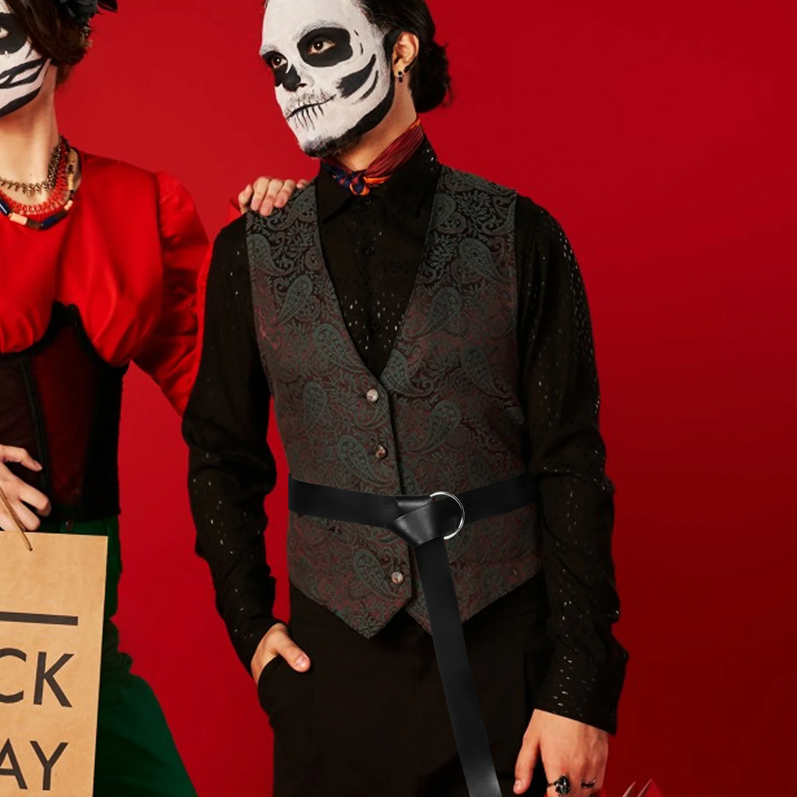 Ceinture médiévale pour hommes, anneau réglable en PU, chevaliers de la Renaissance, Costume Viking, ceinture de taille à bretelles, Halloween Oktoberfest Cosplay