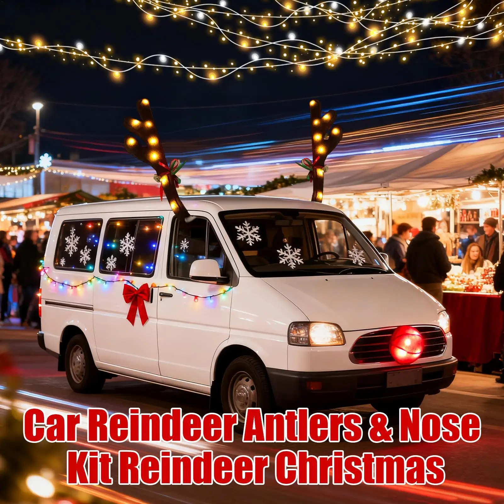 Christmas Lights For Cars With Jingle Bells Cute LED Photo Props Nose Christmas Car Decor For Travel Daily Special Occasions