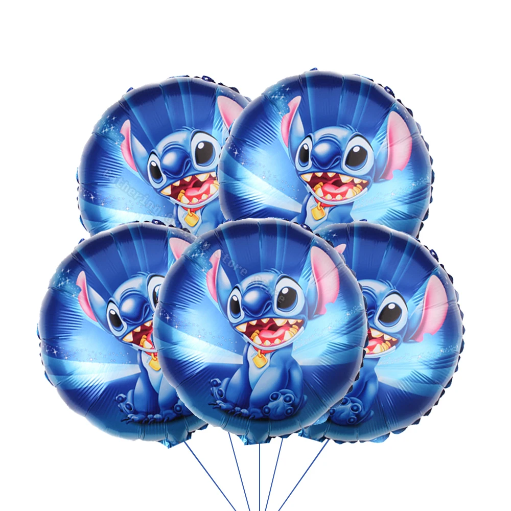 5Pcs Lilo&Stitch 18in Round Ballon Set Party Supplies Kid Birthday DIY Party Decoration Foil Inflate  Helium Globos Scene Layout