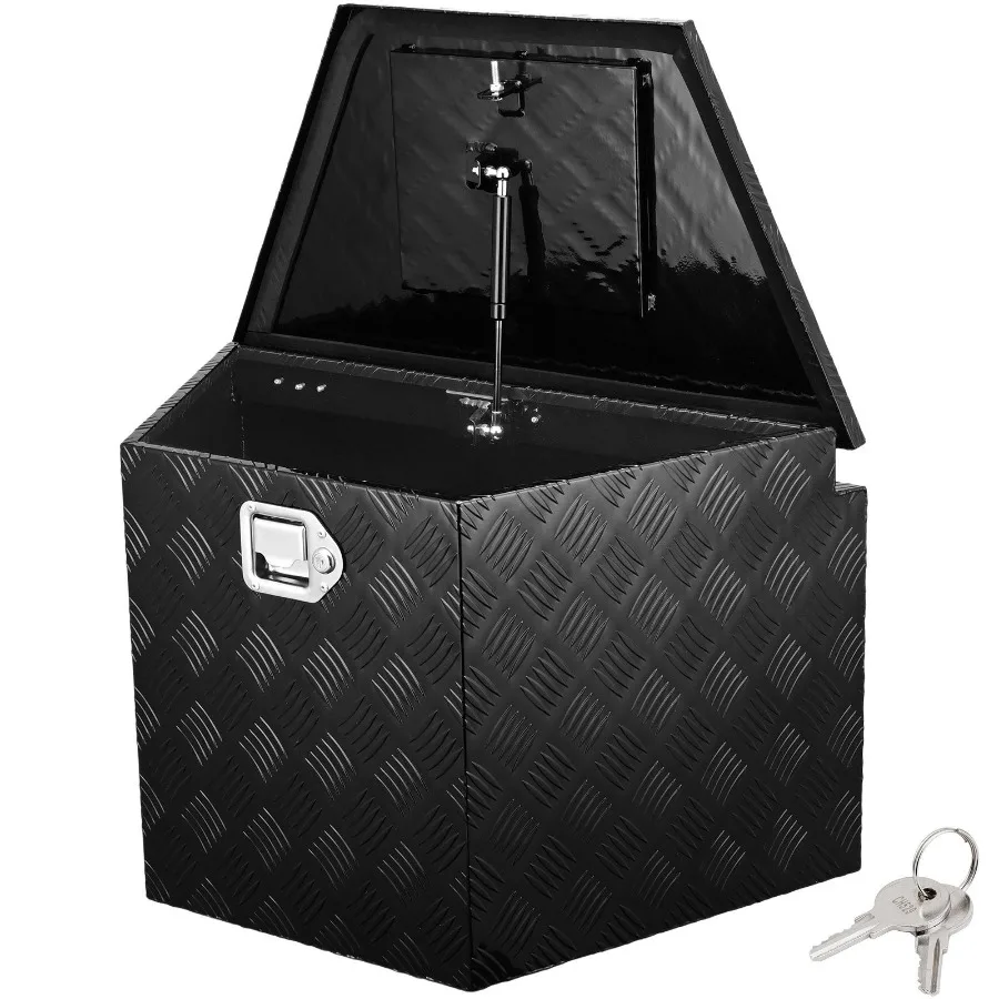 

Trailer Tongue Box Aluminum Alloy Diamond Plate Tongue Box Tool Chest Heavy Duty Trailer Box Storage with Lock and Keys Utilit