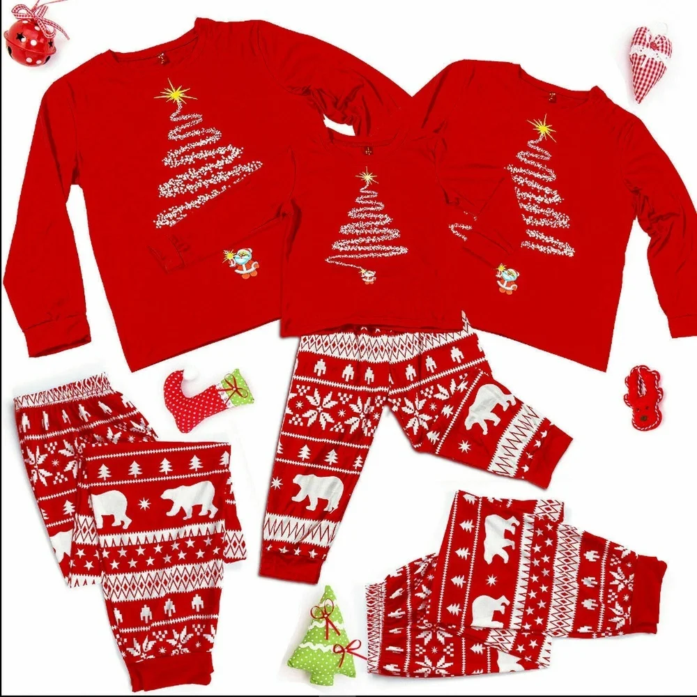 Christmas Pyjamas Set Family Matching Adult Women Men Baby Boy Girl Holiday Pyjamas Xmas Nightwear Sleepwear Pajamas PJs Set