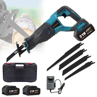 21V Cordless Reciprocating Saw Wireless 0-3600rpm Adjustable Speed Chainsaw Cut Saw Wood Cutting Tools with 4pcs Sawblade
