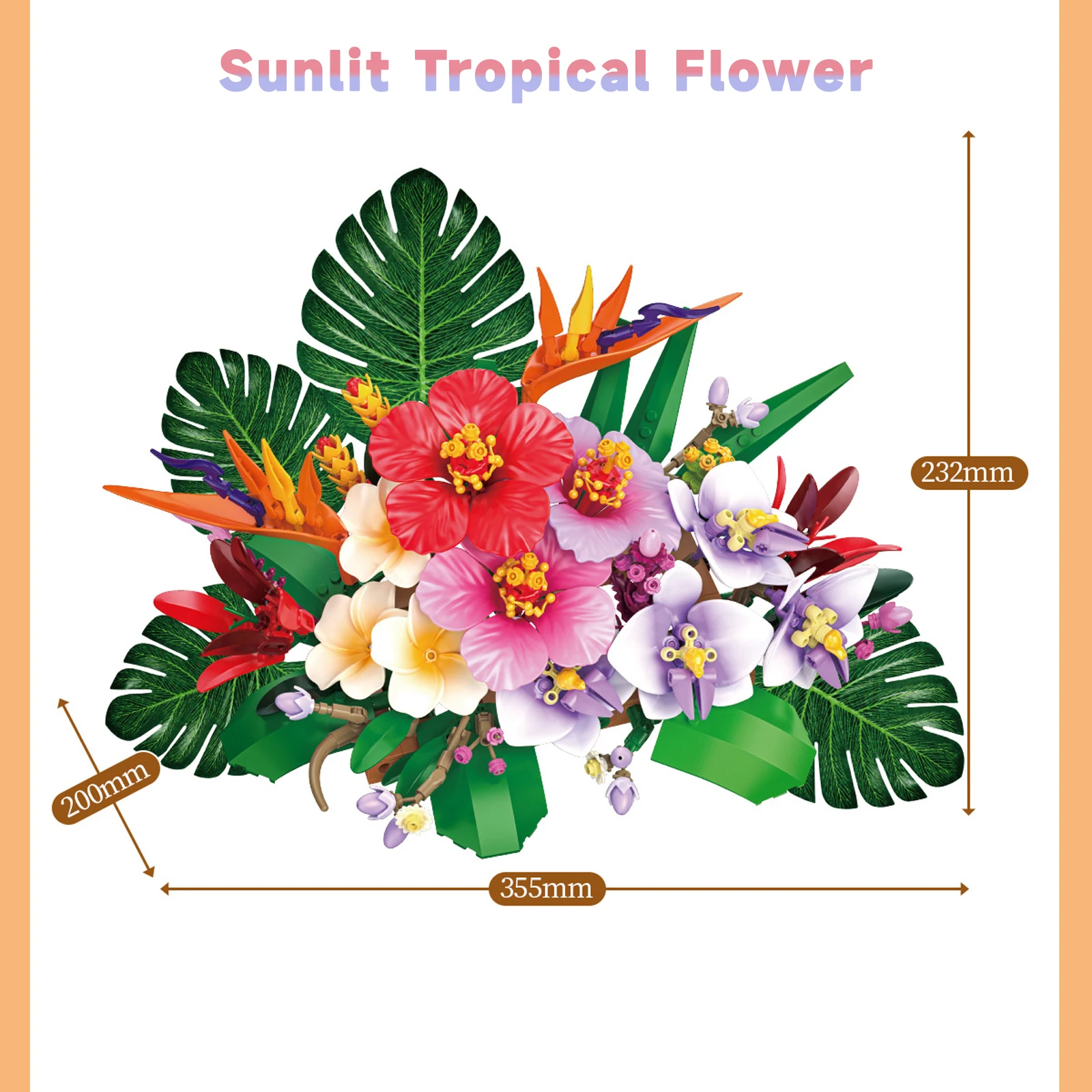 JAKI KJ076 Tropical Floral UV-Sensitive Color-Changing Building Blocks Flowers Plants Model Set Creative Gifts Home Office Decor