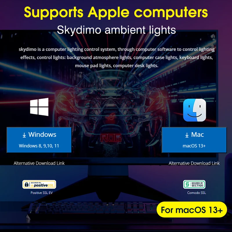 Smart Ambient PC LED Backlight Compatible macOS 13+, Windows 8,9,10,11 APP Control Computer Monitor Screen Color SyncStrip Light