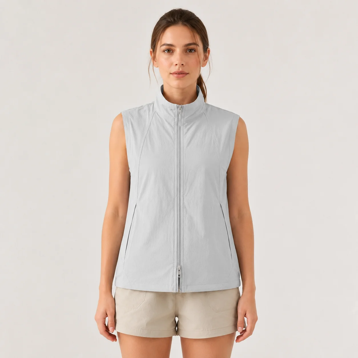 EOENKKY Women Lightweight Outdoor Vest UV Protection Windproof Quick Dry Sleeveless Jacket Two Way Zip Hiking Travel