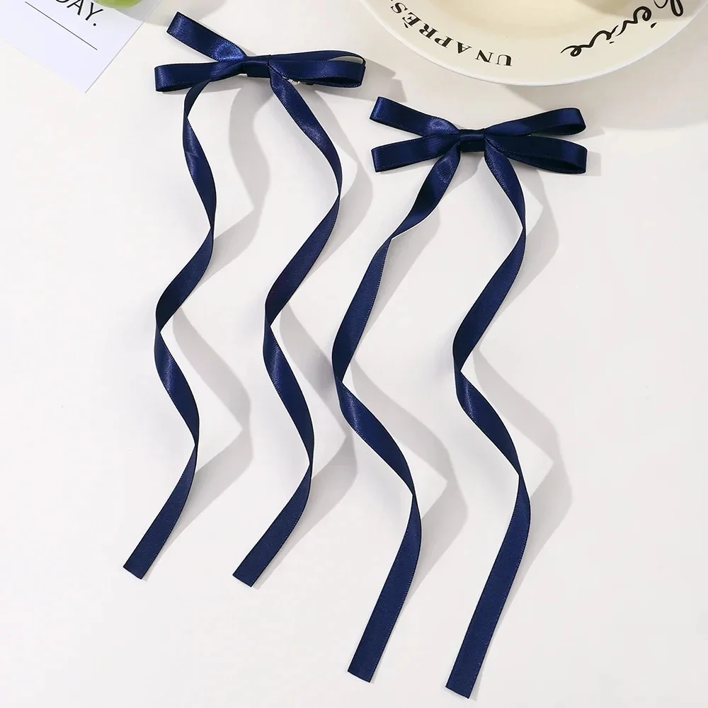 2 Stück Stoff-Haarschleifen-Haarspangen für Damen und Mädchen, Band-Haarklammern, Kopfschmuck, einfarbige Schleifen-Top-Clips, weibliche Haar-Accessoires – Detail 9