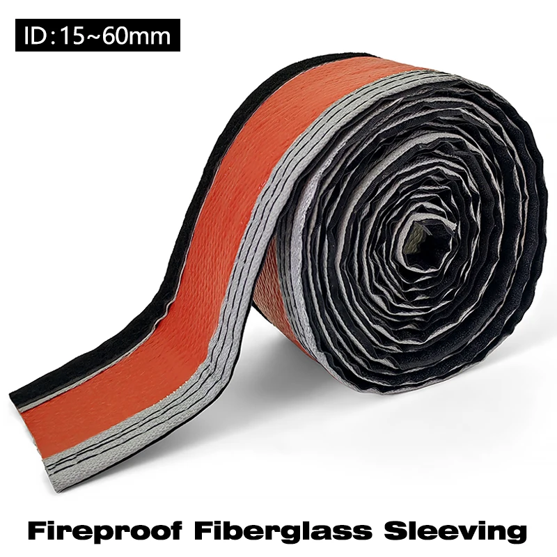 

Self Adhesive Fireproof Cable Sleeve Glass Fiber Braided High Temperature Sleeve Silicone Resin Coated Protective Cables Casing