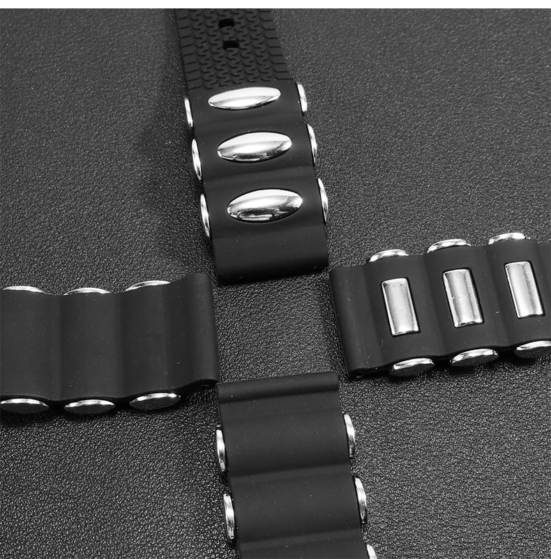 Silicone Bracelet Stainless Steel Embedding Watch Band for Huawei GT2 Pro 20mm 22mm 24mm 26mm Black Waterproof Strap Men Sports