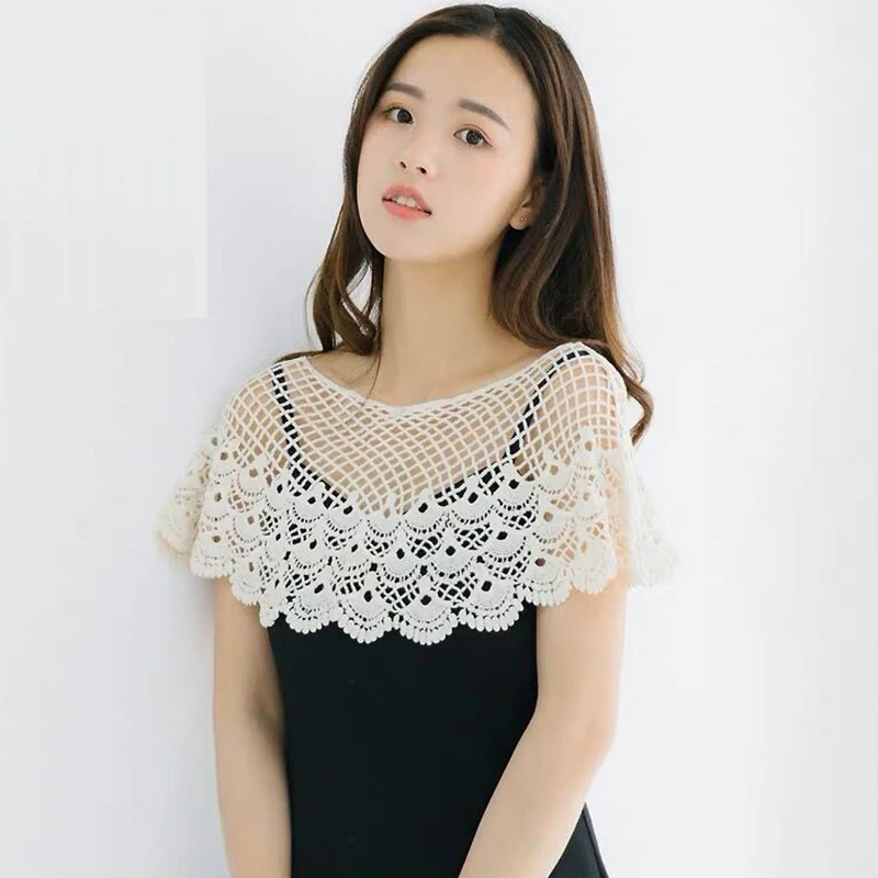 version versatile small shawl women's summer knitted hollow out thin style with lace small shoulder short jacket cover up