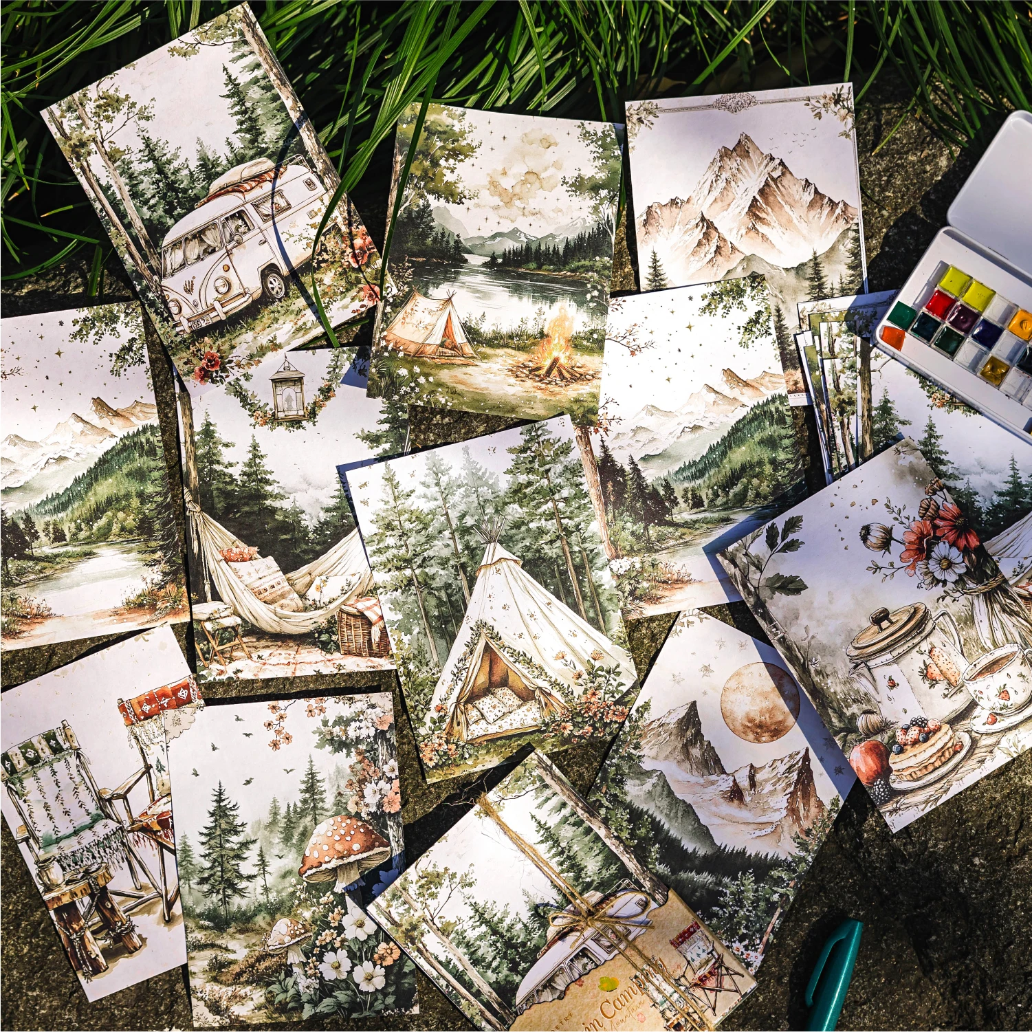 30pcs Vintage Natural landscape Decor Scrapbooking Material Paper DIY Scrapbooking Decor Junk Journal Planner Art paper