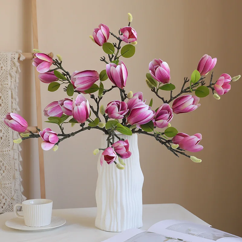 Künstliche Blumen Seiden-Magnolien-Bouquet DIY-Requisite Hochzeits-Brautstrauß Valentinstag Tisch Raum Haus Garten Dekoration