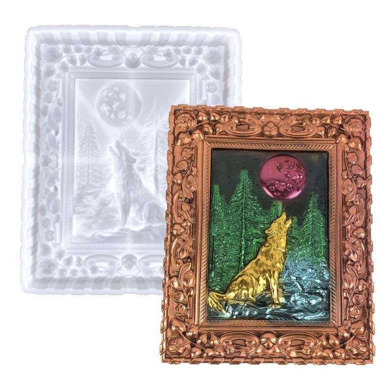 Moon Wolf Decor Mold DIY Desktop Ornaments Pendant Jewelry Epoxy Resin Mold