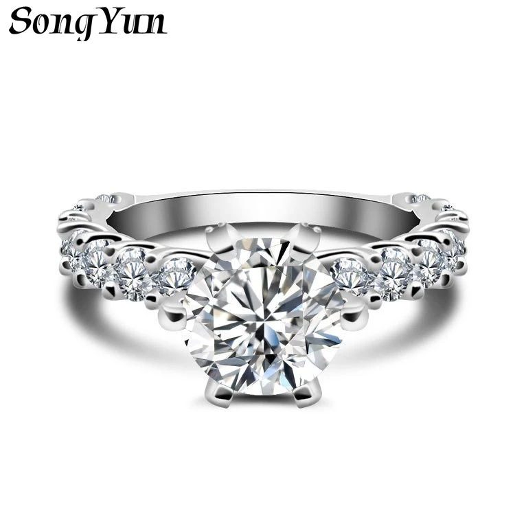 SONGYUN Moissanite Diamond Jewelry Luxury 3 Carat Wide Band Moissanite Ring Fashion Statement Ring for Women Party Ceremony Gi
