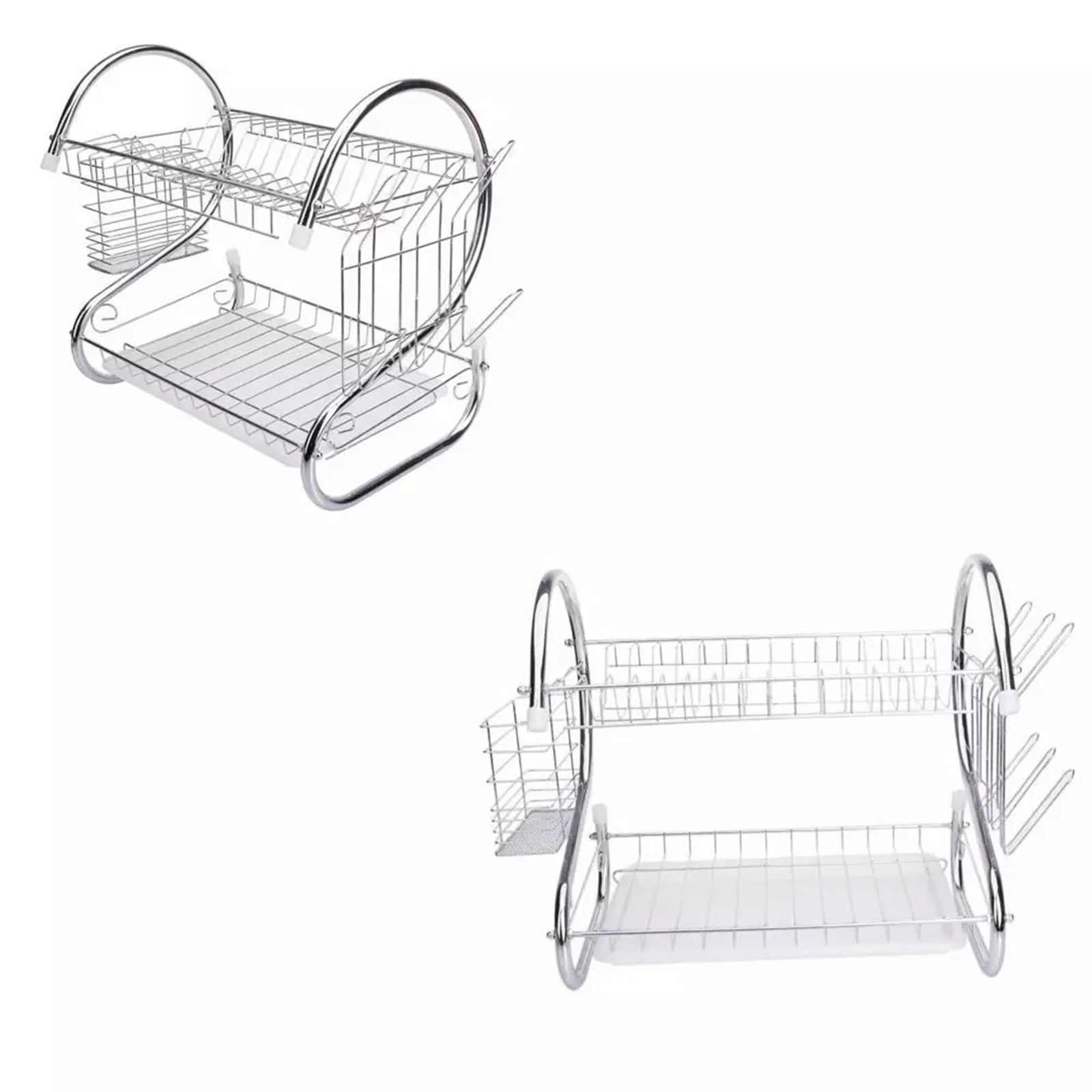 

2 Tiers Kitchen Dish Cup Drying Rack Holder Metal Dish Mug Multifunctional Rack