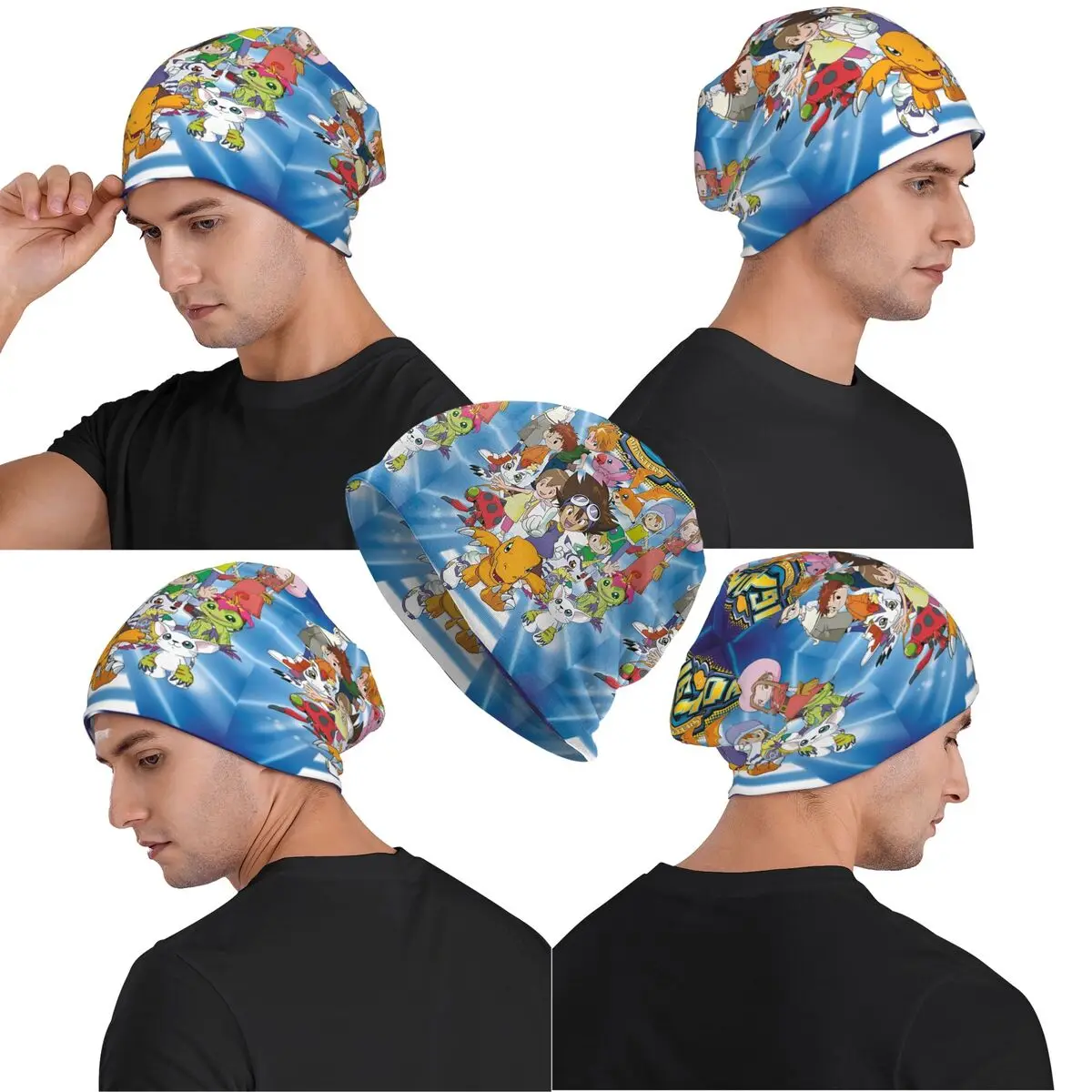 Berretto da uomo slouchy Beanie Digital Monster Digimon Abiti Autunno Inverno Caldo cofano Cappelli lavorati a maglia