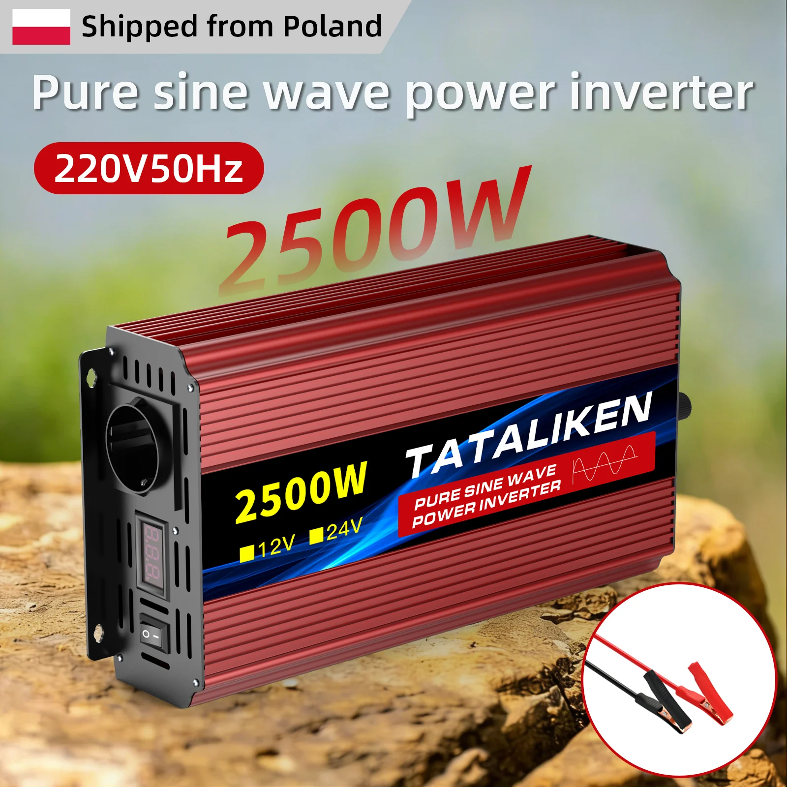 Inversor de Onda Sinusoidal Pura de 12V a 220V 50Hz 1600W con Enchufe Europeo, Pantalla LCD, Control de Temperatura, Ventilador, Convertidor de Energía para RV, Camping y Hogar