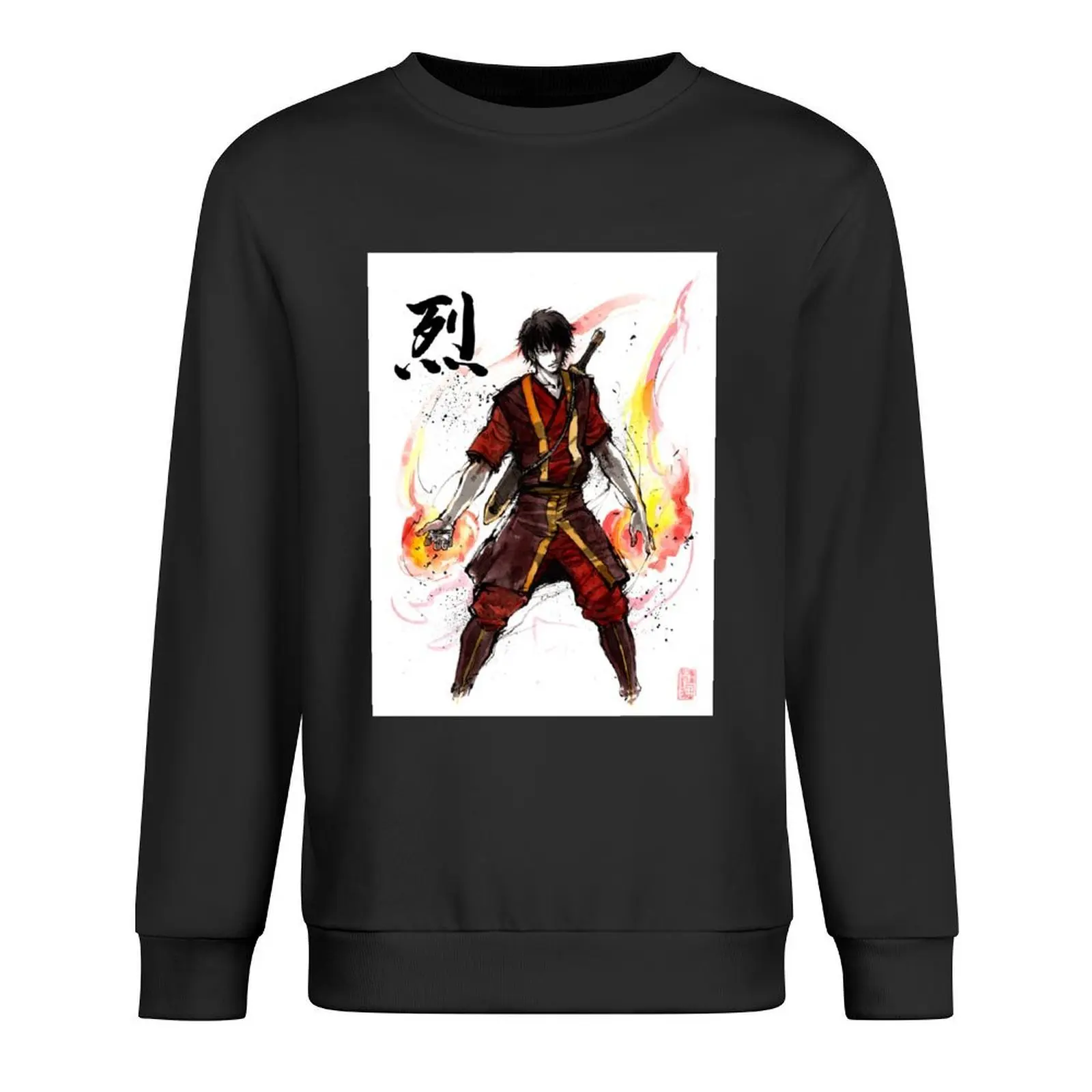 

Zuko from Avatar with sumi ink and watercolor Pullover men's clothing men's clothes male clothes oversize sweatshirts