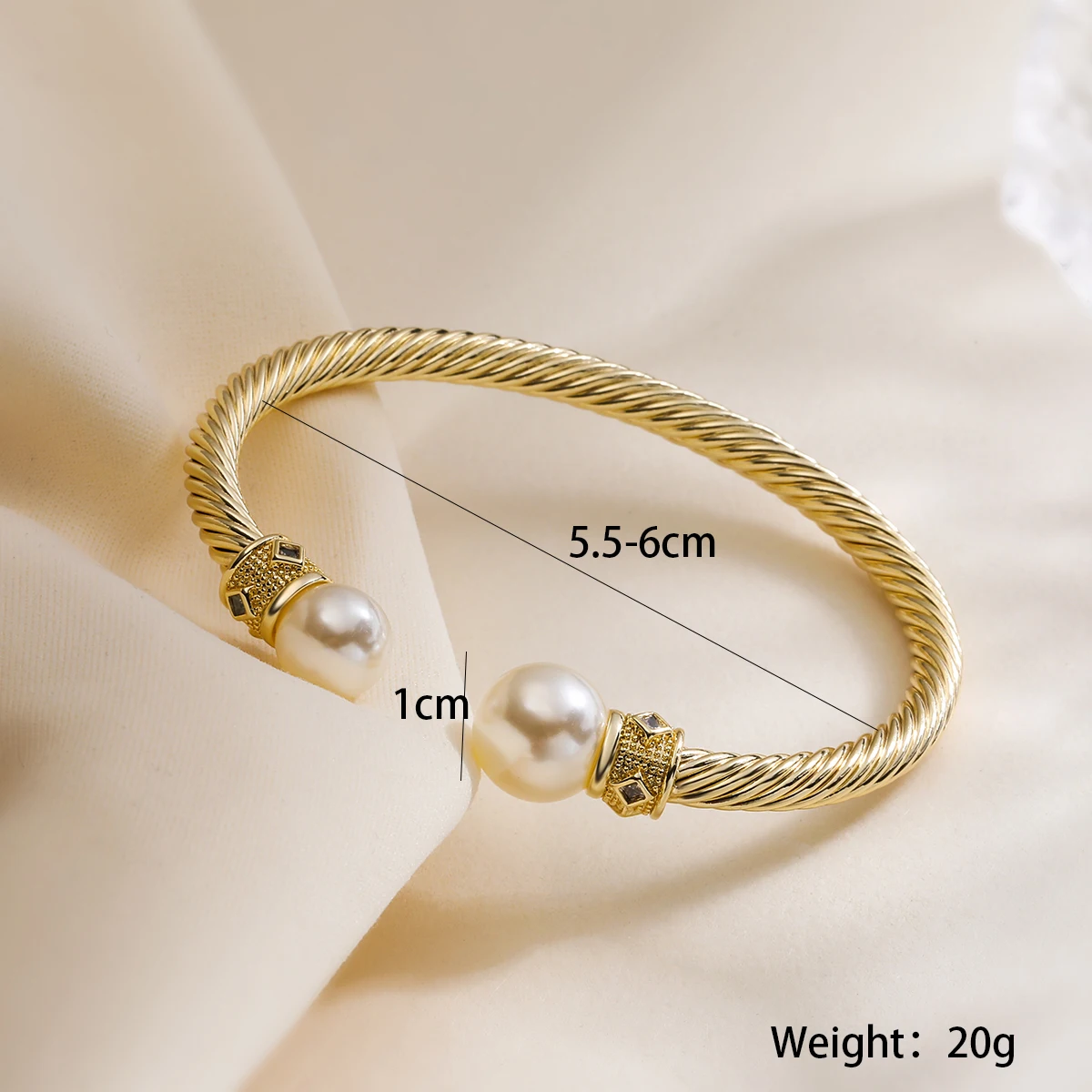 2024 New Arrival Gold Color Vintage Bohemian Jewelry Delicate CZ Zircon Pearl Bangles For Elegant Women