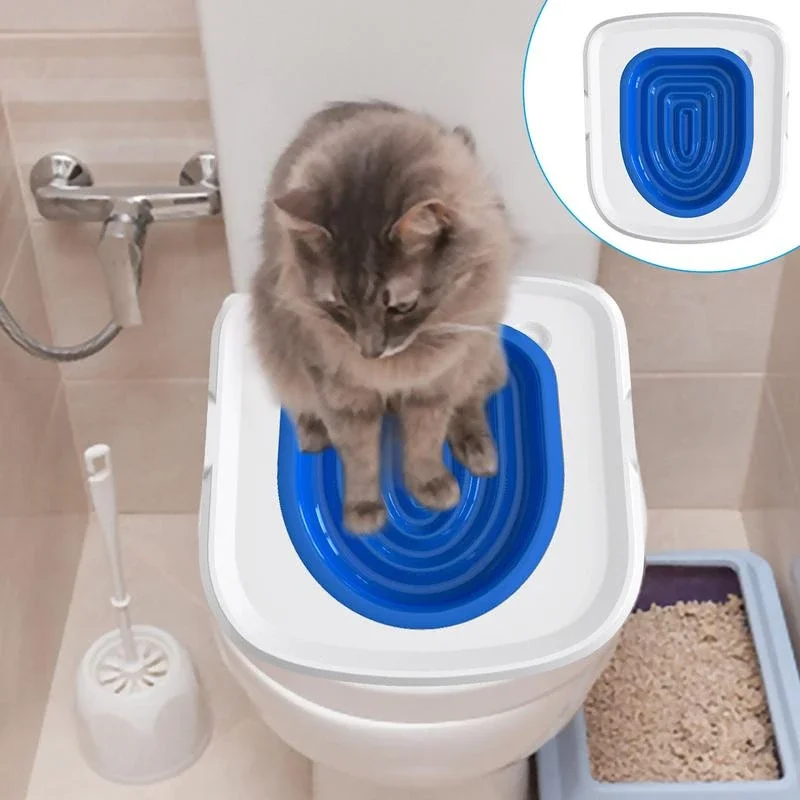 Cat Toilet Trainer Reusable Training Toilet for Cats Plastic Training Set Cat Litter Box Mat Toilet Pet Accessaries