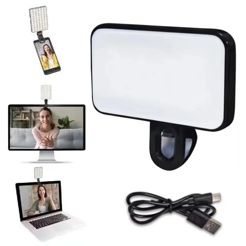 ضوء ملء صورة شخصية صغير قابل لإعادة الشحن 3 أوضاع سطوع قابل للتعديل محمول متعدد الأغراض للهاتف المحمول والكمبيوتر الشخصي LED ملء الضوء #1
