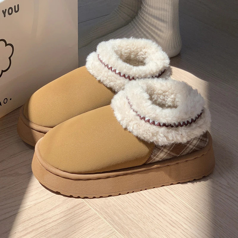 

Зимние пушистые ботильоны, женская повседневная плюшевая женская обувь, роскошные дизайнерские тапочки на платформе, домашние и уличные ботильоны из нечеткого меха