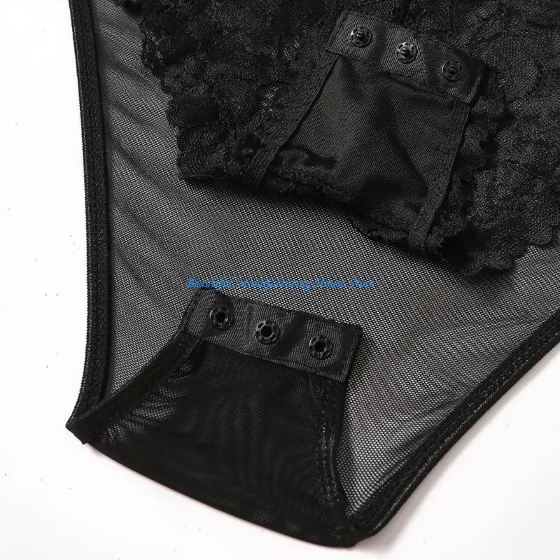 

E56A Lightweight Mesh Bodysuit With Delicate Lace Romper For Fashionable Women