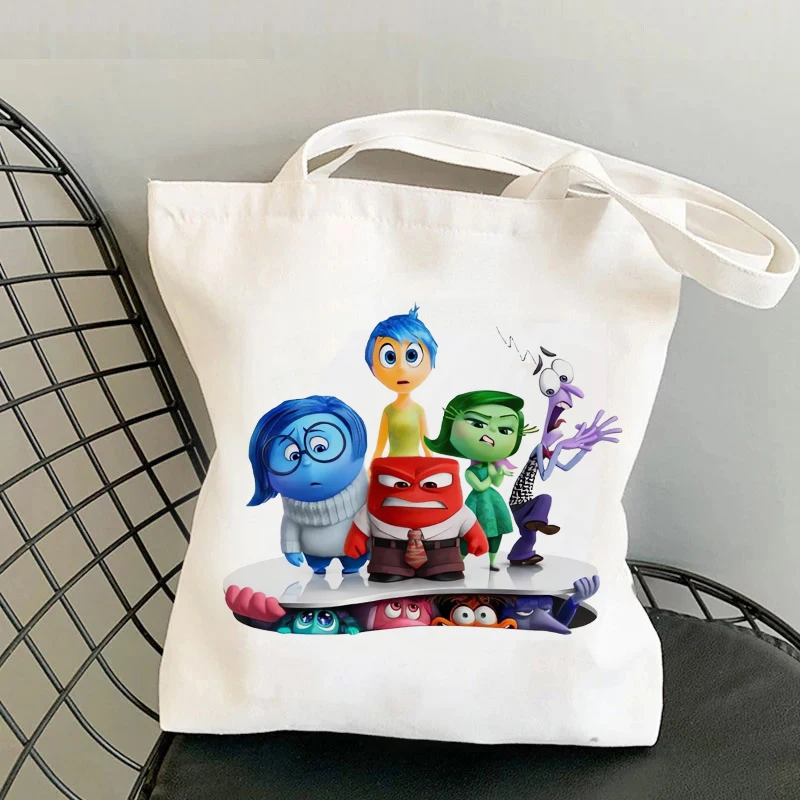 New Inside Out 2 Canvas Bags Kawaii Disney Cartoon Printed Shoulder Bags Crossbody Bags for Women Cute Shopping Bag Travel Bag