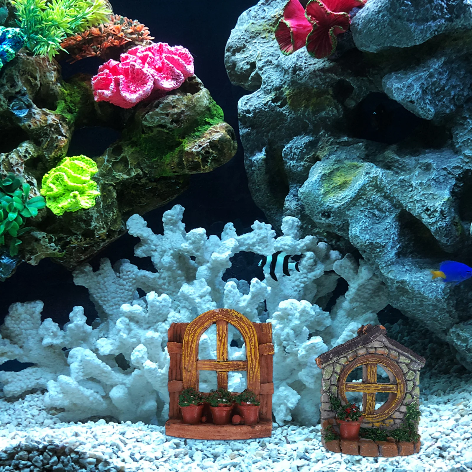 

Набор из 4 декоративных кашпо для аквариума и суккулентов, из смолы, для микроландшафта, украшение для дома, офиса, сада