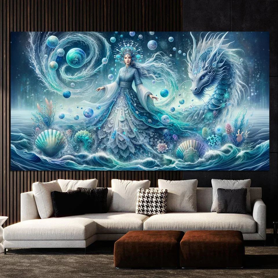 DIY Diamond Mosaic Embroidery Goddess Of The Water Element And Dragon 5D Diamond Painting Cross Stitch Kits For Home Decor