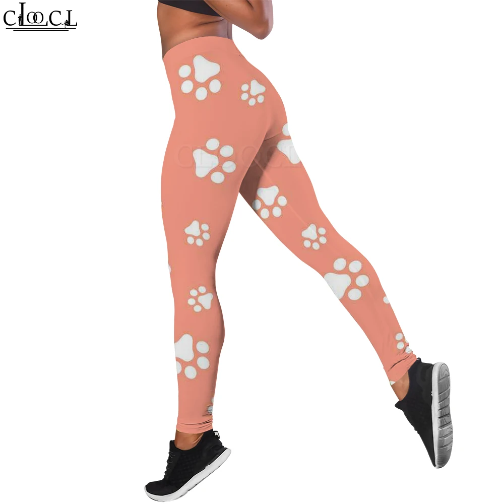 CLOOCL-pantalones de entrenamiento informales para mujer, mallas sin costuras para Fitness, pantalones Legins con estampado de patas de perro, ropa