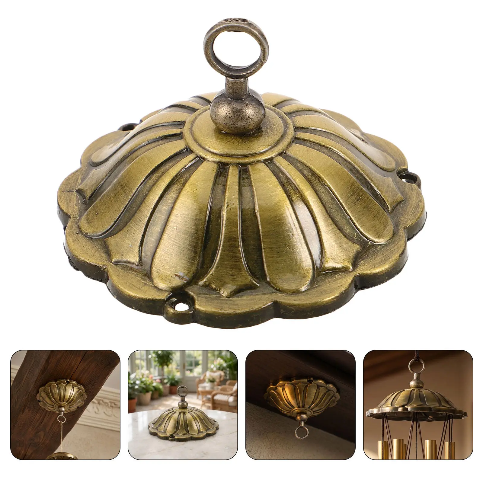 4Pcs Vintage Zinc Alloy Wind Chime Caps Porch Decorative Garden Chimes Toppers DIY Wind Bell Replacement Accessories