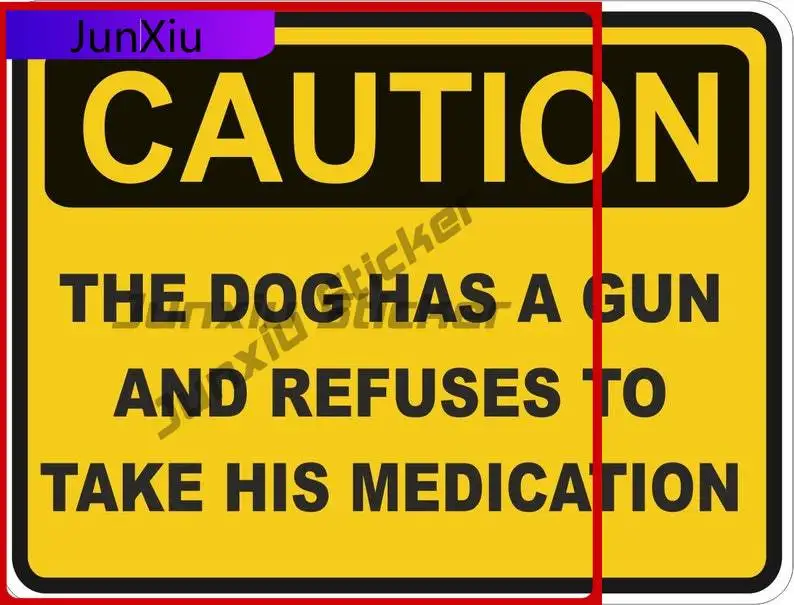 

Caution Dog Has a Gun Cute Camper Fade Resistant Car Styling Vinyl Decal For Car Truck SUV Window Bumper Laptop