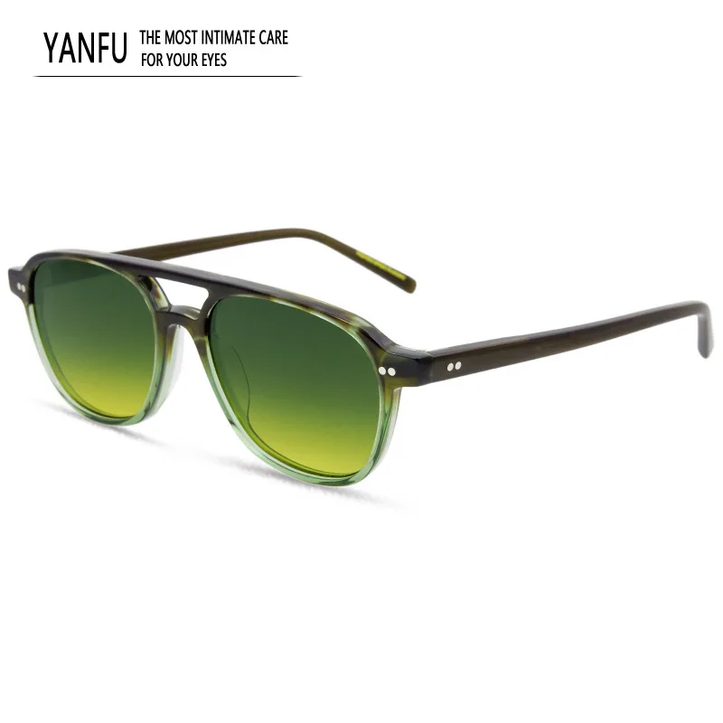 

Summer Retro Double-beam High Quality Sunglasses Man UV400 Glassses Woman Acetate Fashion Driving Eyeglasses Men Width 141mm For