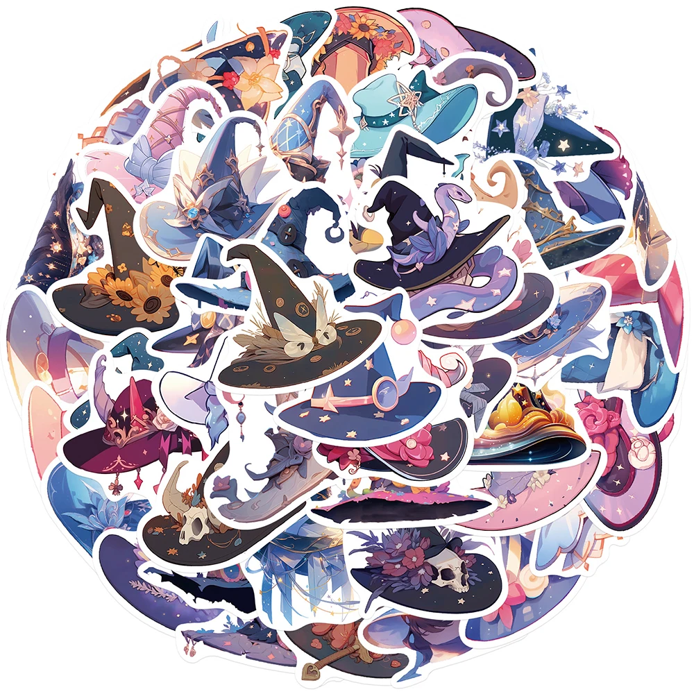 

10/30/50pcs Funny Cartoon Gothic Witch Hat Stickers Waterproof DIY Bike Suitcase Laptop Notebook Creative Graffiti Decals Pack