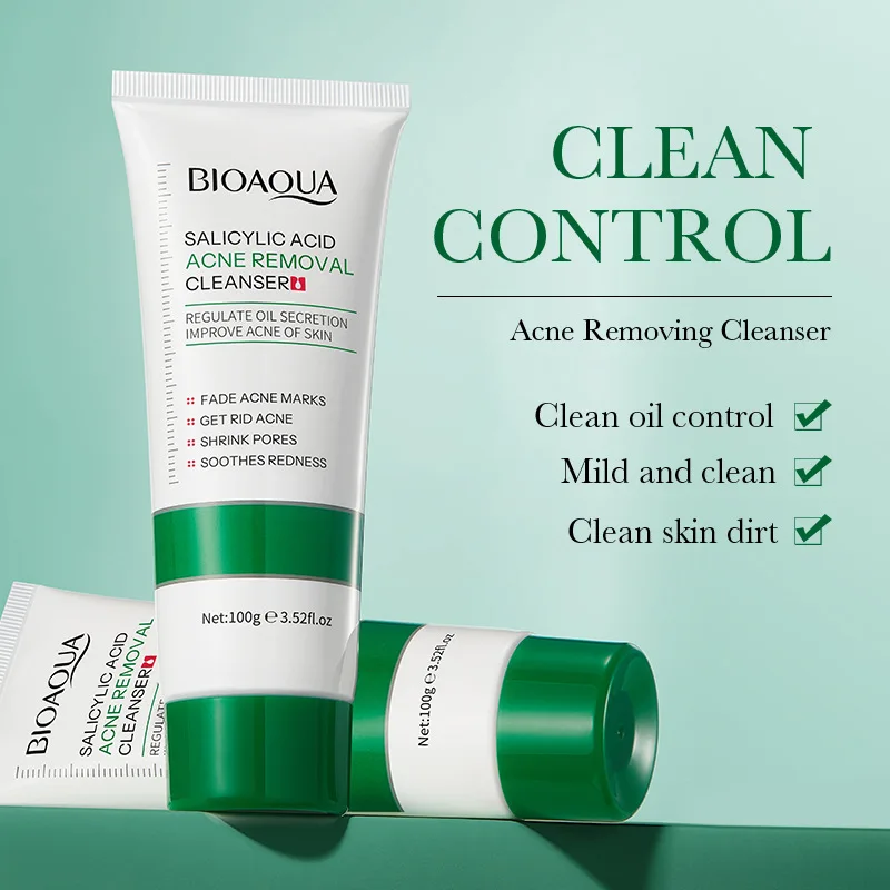 

1/2pcs Salicylic Acid Facial Cleanser Acne Treatment Moisturizing Oil Control skincare Face Wash Foam Face Cleanser Skin Care