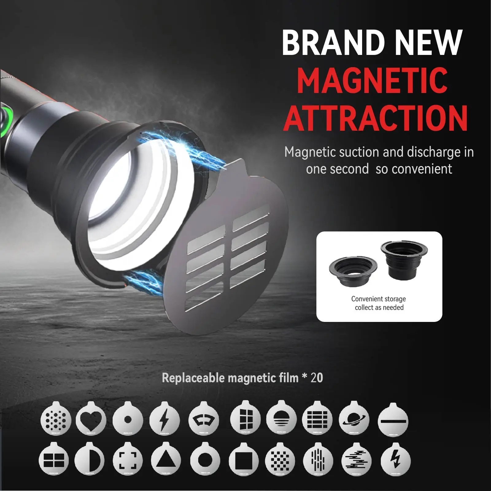 PHOTOOLEX 휴대용 포커스 사진 손전등(4가지 색상 포함) 20개 고보 필터 8400mAh 10W LED 비디오 라이브용 비디오 스포트라이트