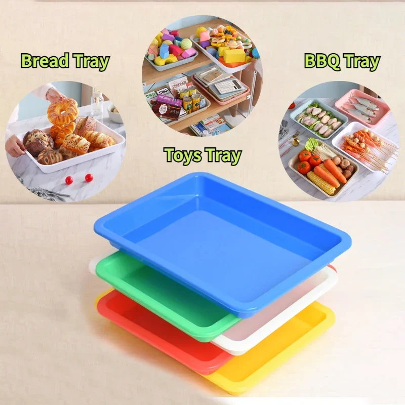 Plastic Trays For Parties Square Large Breakfast Snack Lunch Tray Kitchen Storage Plastic Organizer Trays Kitchen Accessories