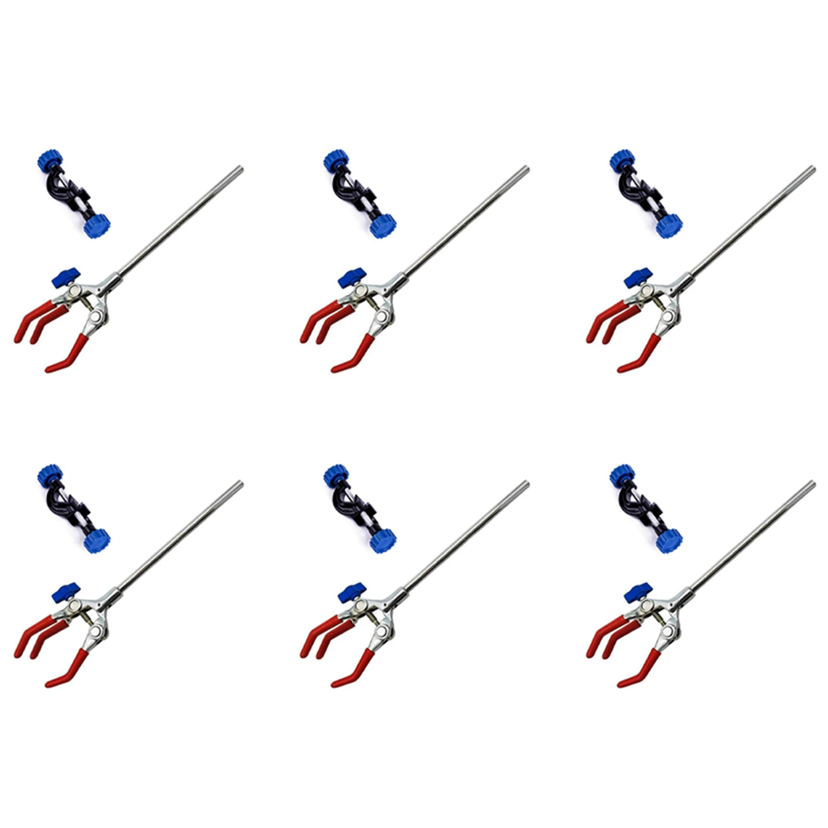 

6X Lab Clamp 3 Prong Finger Adjust Jaw With Scientific Extension Adjustable Black Laboratory Stand Clip