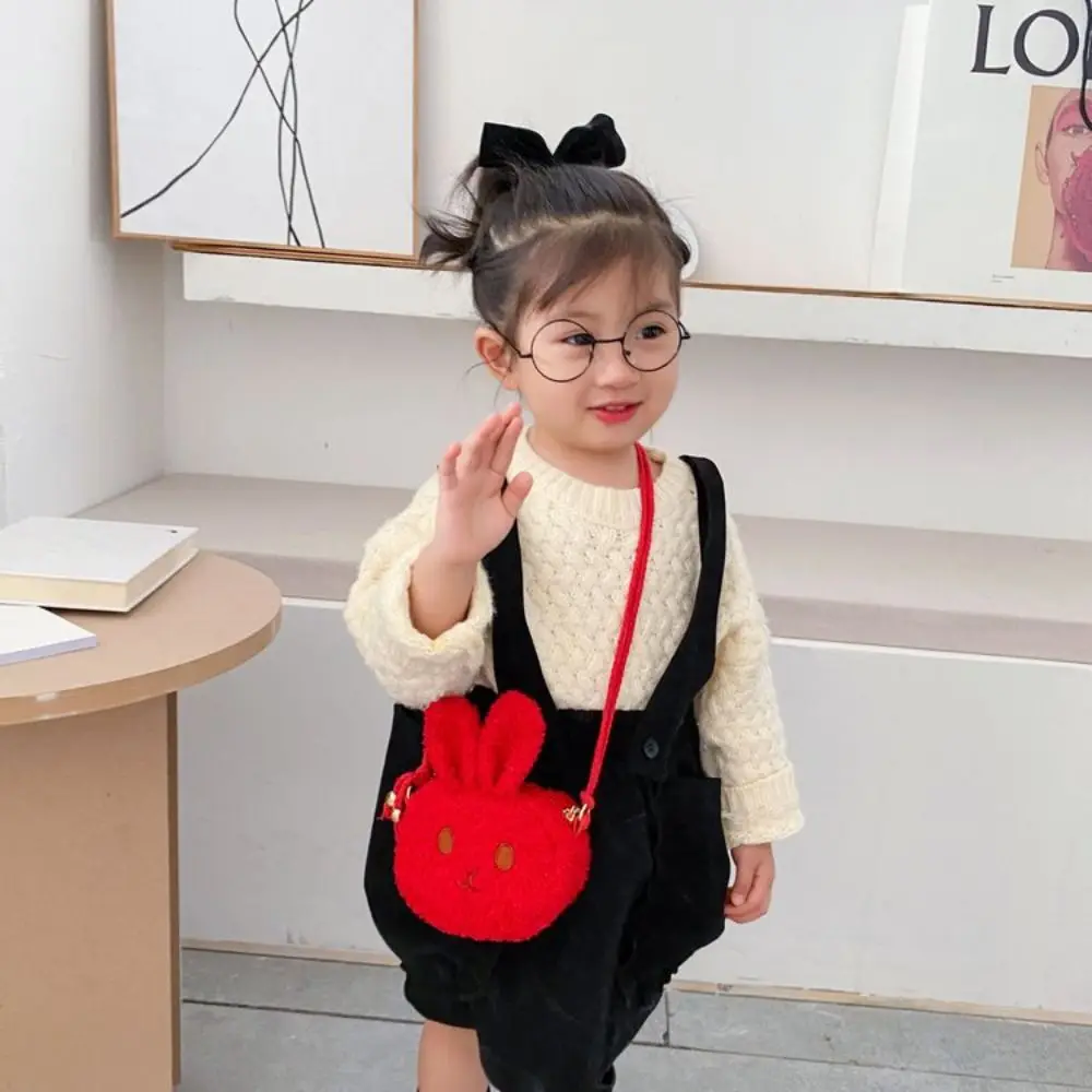 Pluszowe torebki dziecięce z kreskówek, zabawne torebki na ramię z króliczkiem na zamek błyskawiczny, portmonetki na monety, torby crossbody, torby listonoszki.