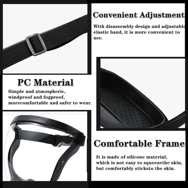 HD Safety Glasses, Reusable Dustproof Anti - fog Kitchen Protection Anti - splash Mask With Filters, Transparent Full Faceshield