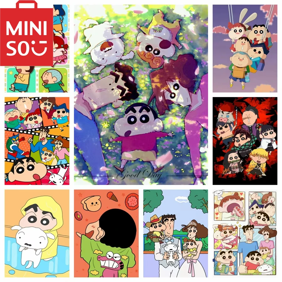 

MINISO картина маслом по номерам мультфильм карандаш Шин-тян украшение дома живопись стены спальня декор комнаты подарок рамки