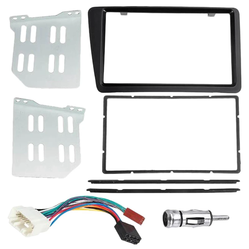 New-2 Din Car Radio Stereo Fascia Panel Frame Kit Double Din Dash Mount DVD Frame For Honda Civic EP2 EP3 2001-2006 RHD