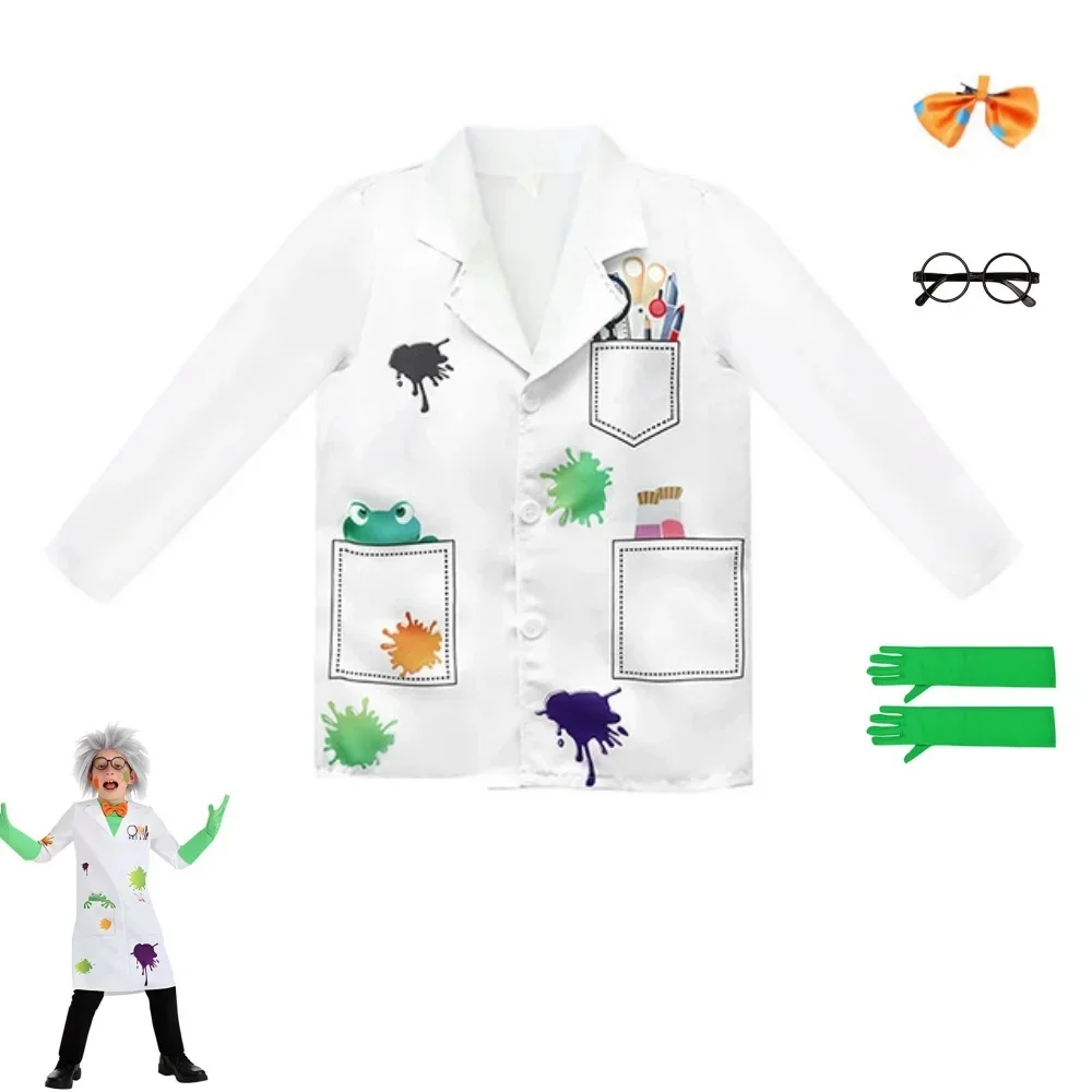 

Kids Raving Mad Scientist Cosplay Outfit School Book Day Performance Halloween Carnival Party Costume