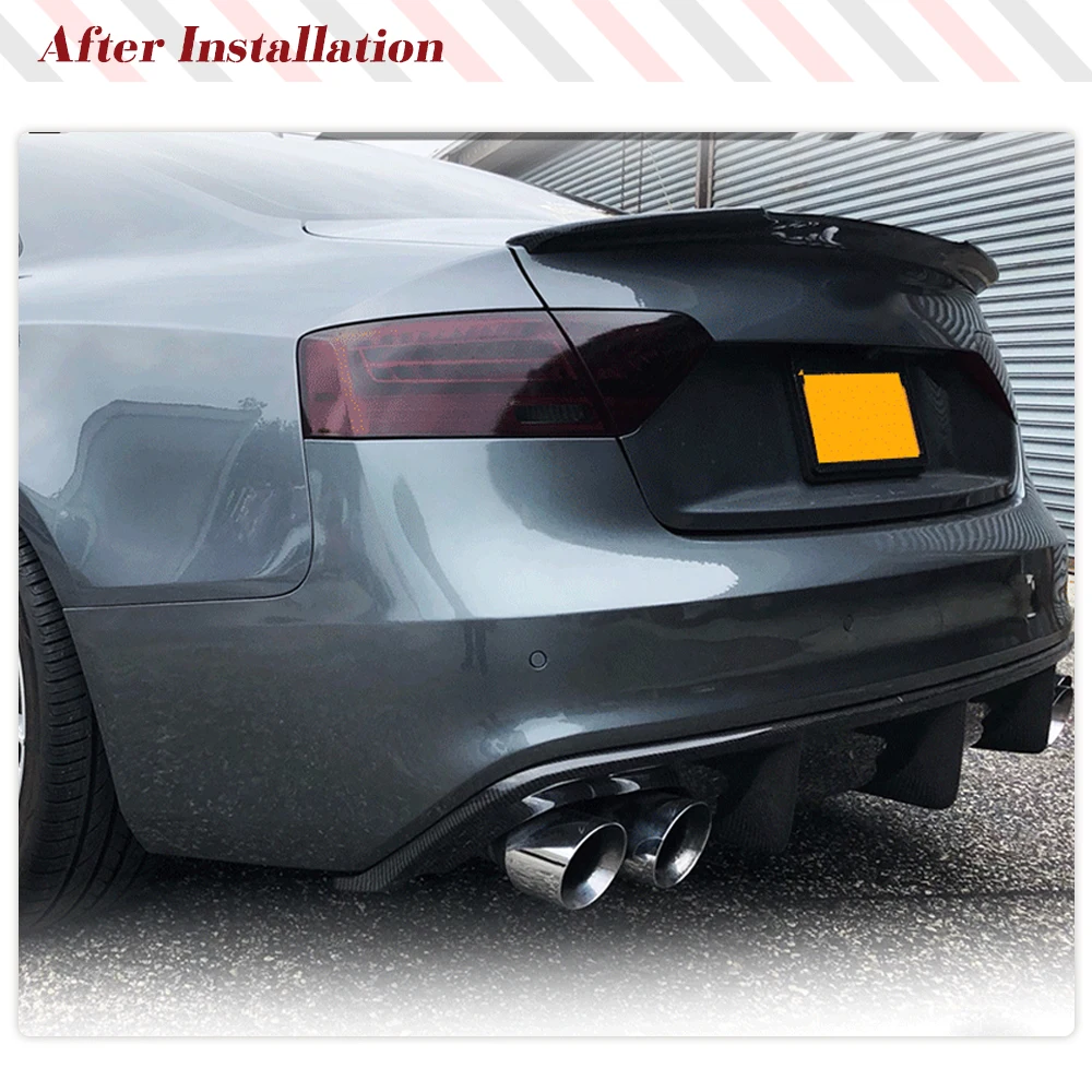 Car Rear Diffuser Lip Carbon Fiber Spoiler Bumper Guard for Audi A5 Sline S5 B8 Sedan Coupe Convertible 2012-2016 FRP Body Kits