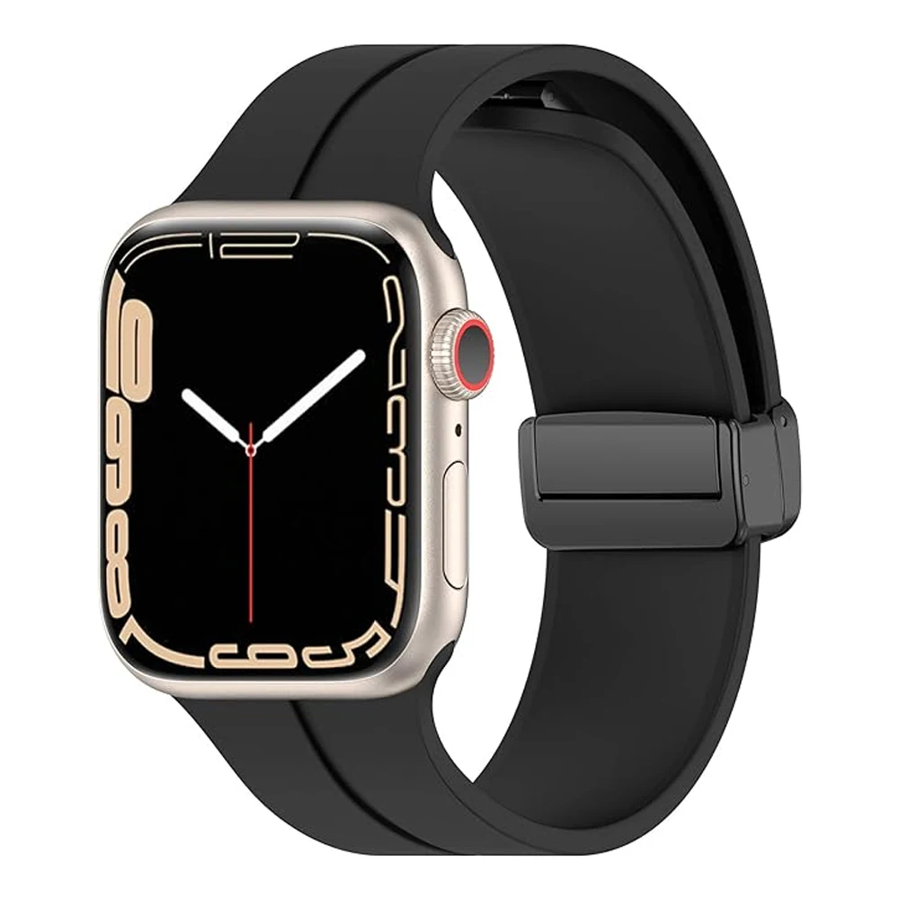 Band For Apple watch 44mm 45mm 41mm 49mm 42mm 40mm Magnetic Silicone Bracelet correa iWatch Series 9 8 7 SE 6 5 4 3 Ultra Strap