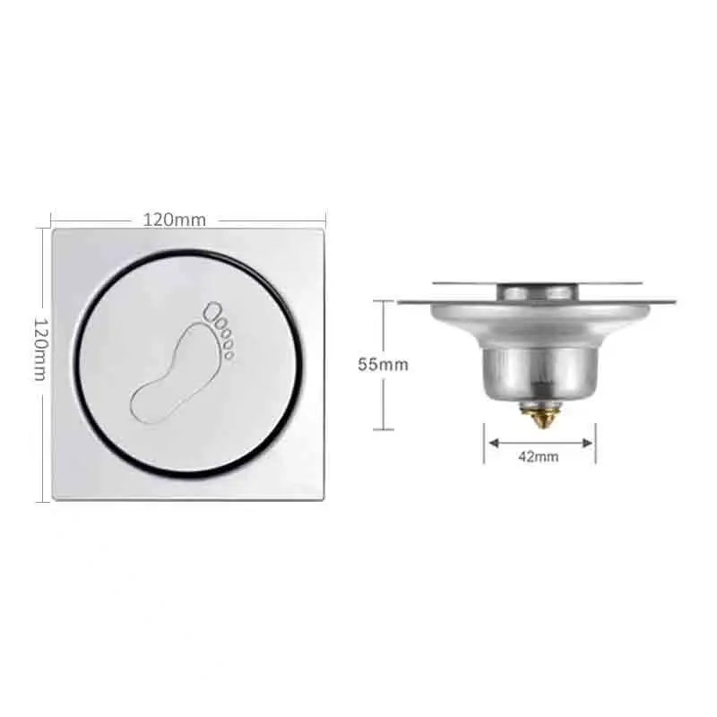 10/12/15CM Press-Type Floor Drain Pedal Bouncing Type Floor Drain Floor Mouned Drain Shower Square Bathroom Cover